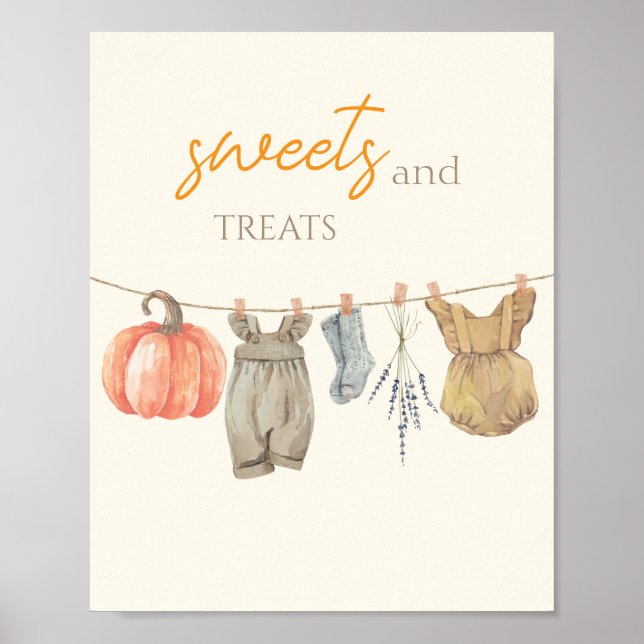 Little Pumpkin Fall Clothes Girl Sweets and Trets Poster (Framsidan)