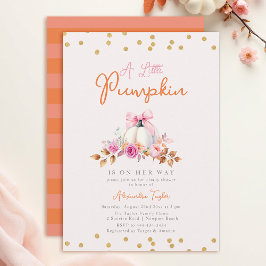 Little Pumpkin Fall Coquette Bow Girl Shower Inbjudningar