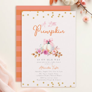 Little Pumpkin Fall Coquette Bow Girl Shower Inbjudningar