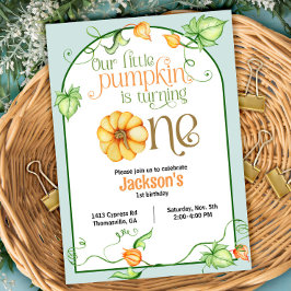 Little Pumpkin Fall First Birthday Inbjudningar