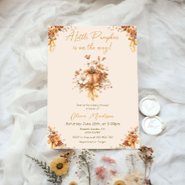 Little Pumpkin Fall Floral Baby Shower Invitation Inbjudningar