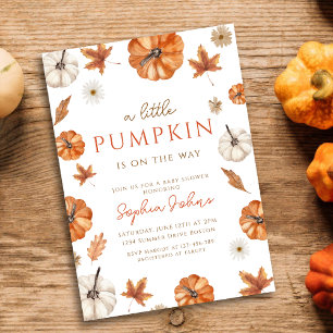 Little Pumpkin fall Gender Neutral Baby Shower Inv Inbjudningar