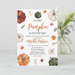 Little Pumpkin Fall Gender Neutral Baby Shower Inv Inbjudningar