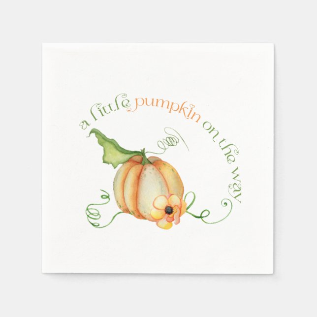 Little Pumpkin Fall Gender Neutral Baby Shower Pappersservett (Framsidan)