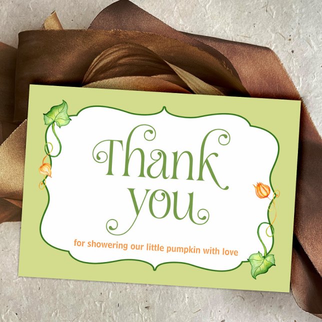 Little Pumpkin Fall Gender Neutral Baby Shower Tack Kort (Little Pumpkin on the Way Autumn Fairytale Baby Shower Thank You Card)