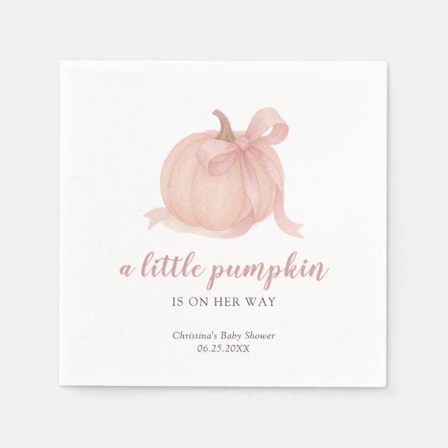 Little Pumpkin Fall Girl Baby Shower Pappersservett (Framsidan)