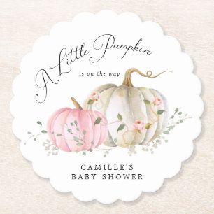 Little Pumpkin Fall Girl Baby Shower Underlägg Papper