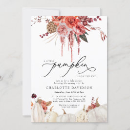 Little Pumpkin  Fall Girl Blommigt Baby Shower Inbjudningar