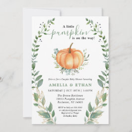 Little Pumpkin Fall Greenery | Par Baby Shower Inbjudningar
