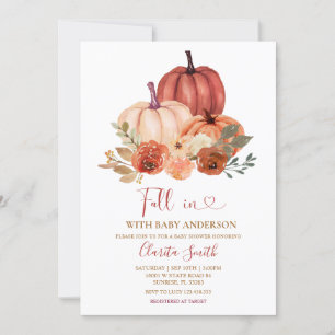 Little Pumpkin Fall in kärlek Baby Shower Inbjudningar