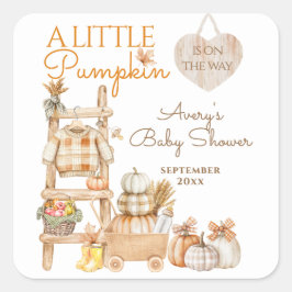 Little Pumpkin Fall Locally Grown Baby Shower Fyrkantigt Klistermärke