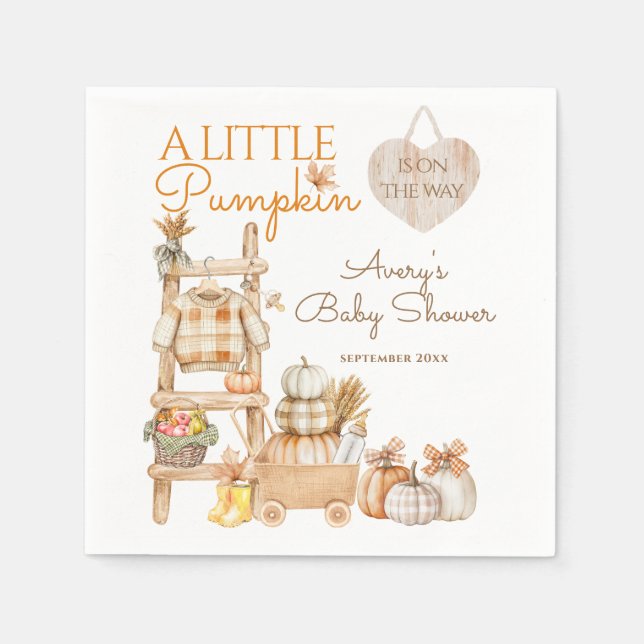 Little Pumpkin Fall Locally Grown Baby Shower Pappersservett (Framsidan)