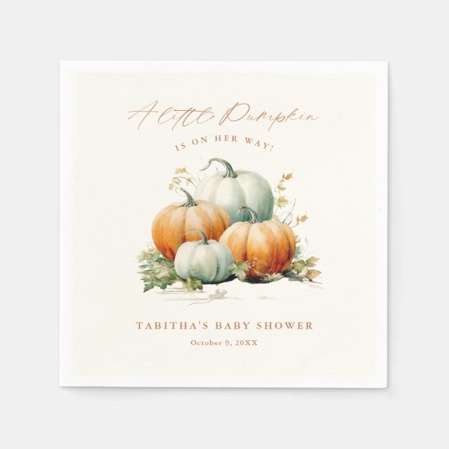 Little Pumpkin Fall Neutralt Baby Shower Pappersservett (Framsidan)