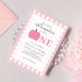 Little Pumpkin Fall Pastel Rosa First Birthday Inbjudningar