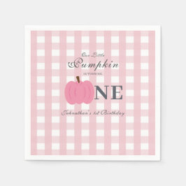 Little Pumpkin Fall Pastel Rosa First Birthday Pappersservett