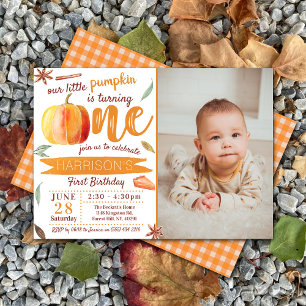 Little Pumpkin Fall Photo 1st Birthday Inbjudningar
