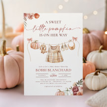 Little Pumpkin Fall Rosa Blommigt Girl Baby Shower
