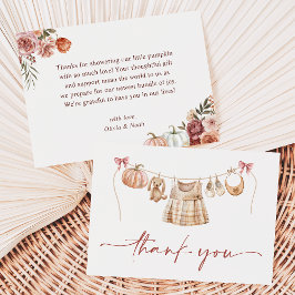 Little Pumpkin Fall Rosa Blommigt Girl Baby Shower Tack Kort