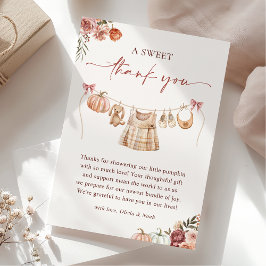Little Pumpkin Fall Rosa Blommigt Girl Baby Shower Tack Kort
