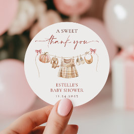 Little Pumpkin Fall Rosa Girl Baby Shower Favor Runt Klistermärke