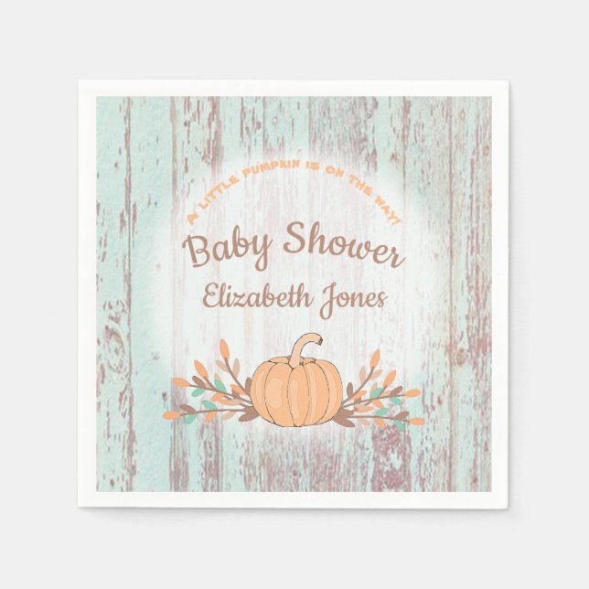 Little Pumpkin Fall Rustic Baby Shower Pappersservett (Framsidan)