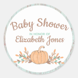 Little Pumpkin Fall Rustic Baby Shower Runt Klistermärke