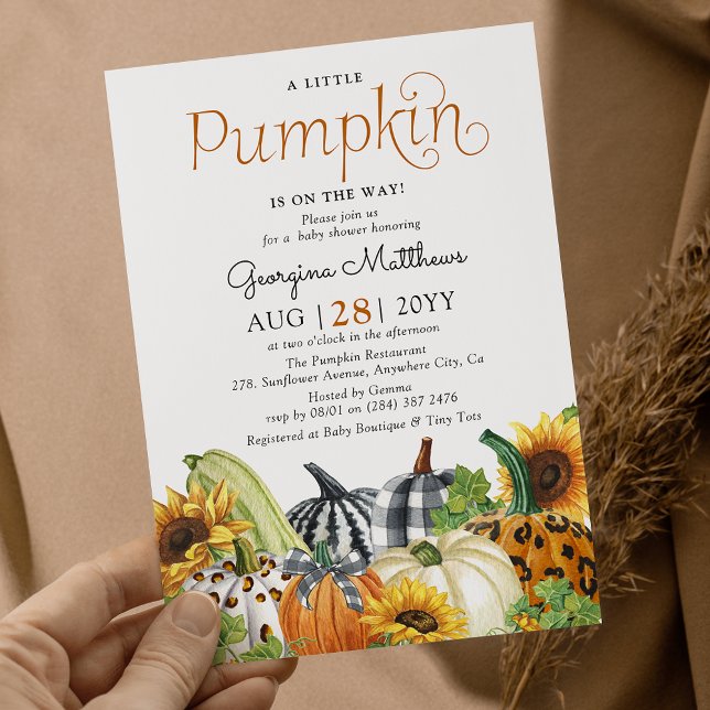 Little Pumpkin Fall Trendig Neutralt Baby Shower Inbjudningar (Skapare uppladdad)