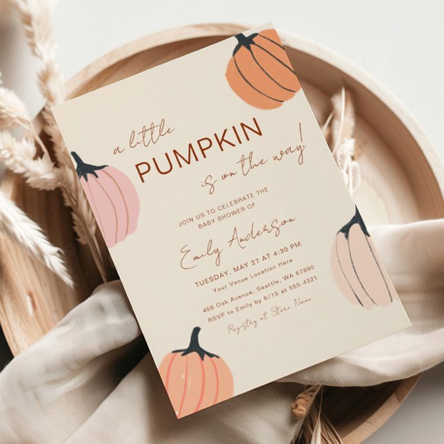 Little Pumpkin Fall Watercolor Baby Shower Inbjudningar (Skapare uppladdad)