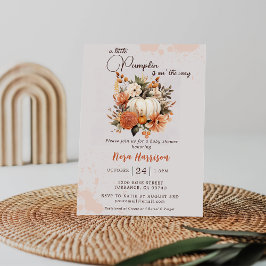 Little Pumpkin Fall Wildblomme Mönster Baby Shower Inbjudningar