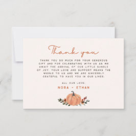 Little Pumpkin Fall Wildflower Pattern Baby Shower Tack Kort