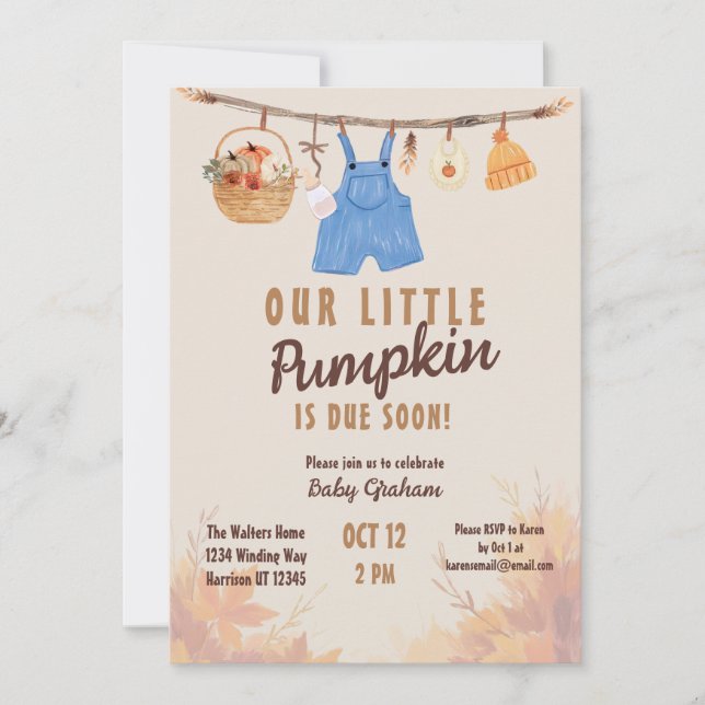 Little Pumpkin Farm Fall Baby Shower Inbjudningar (Framsida)