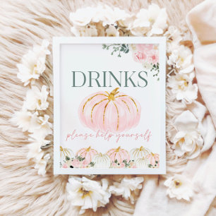 Little Pumpkin First Birthday Drinks Pub Sign Poster
