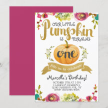 Little Pumpkin First Birthday-inbjudan