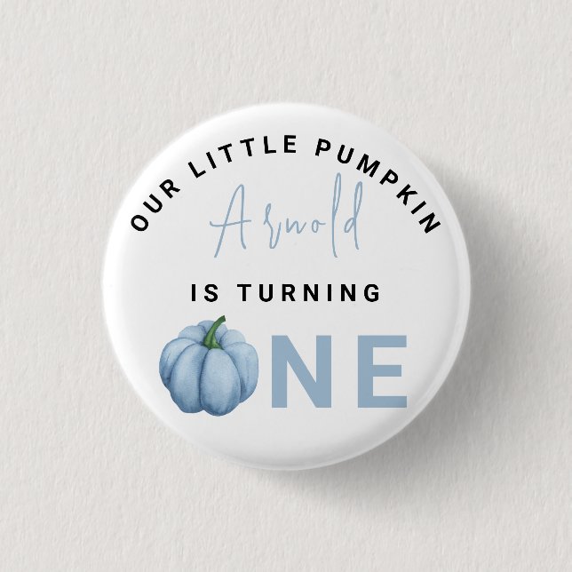 Little Pumpkin First Birthday Party Knapp (Framsida)