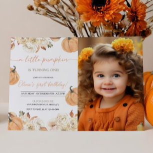Little Pumpkin First Birthday Photo Inbjudningar