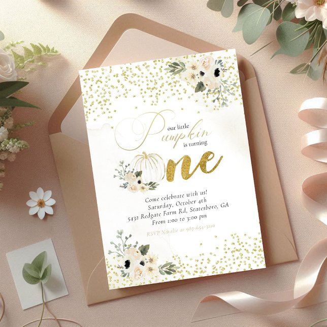 Little Pumpkin Flicka Första födelsedag Inbjudningar (Skapare uppladdad)