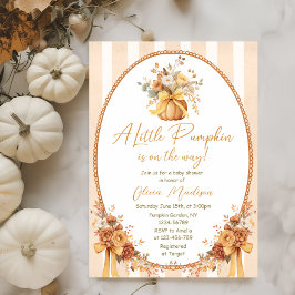 Little Pumpkin Floral Bow Baby Shower Invitation Inbjudningar