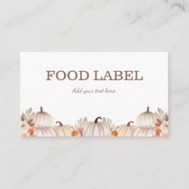 Little Pumpkin Food Label Buffet Card Placeringskort