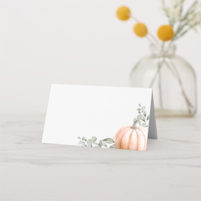 Little Pumpkin Food Label • Tent Place Card Orange Placeringskort (Baksida)