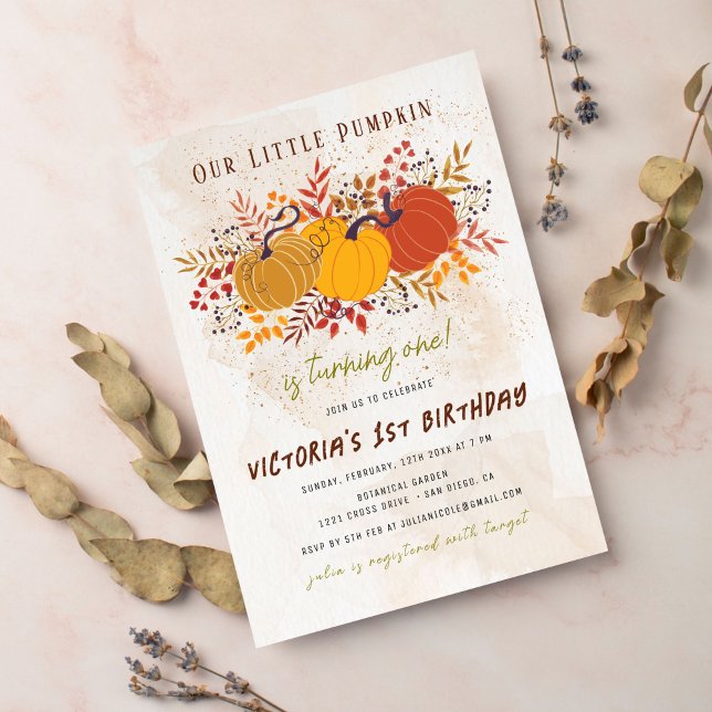 Little Pumpkin Fresh Farm Photo First Birthday Inbjudningar (Skapare uppladdad)