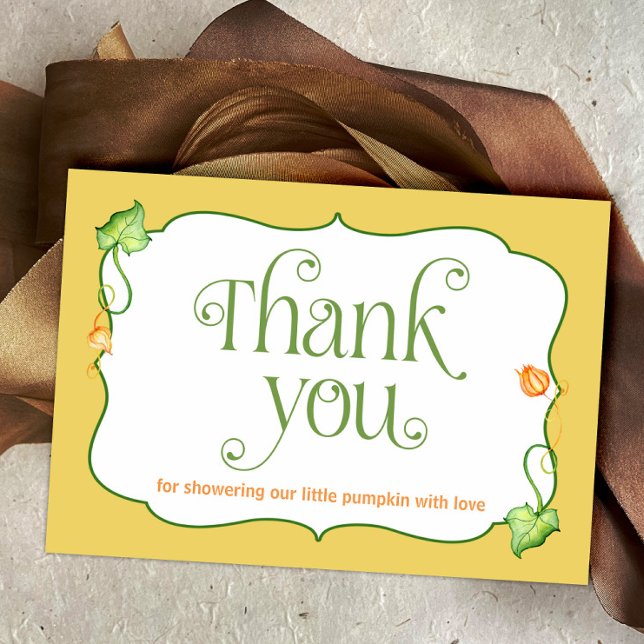 Little Pumpkin Gender Neutral Autumn Baby Shower Tack Kort (Little Pumpkin on the Way Autumn Fairytale Baby Shower Thank You Card)