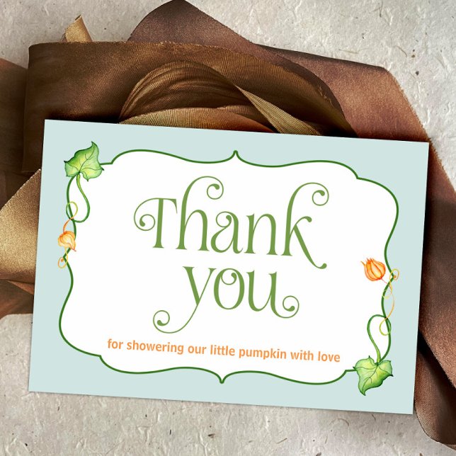 Little Pumpkin Gender Neutral Baby Shower Fall Tack Kort (Little Pumpkin on the Way Autumn Fairytale Baby Shower Thank You Card)