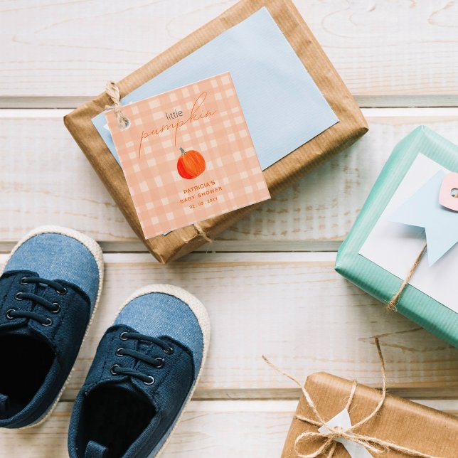 Little Pumpkin Gender Neutral Fall Baby Shower Gåvor Etiketter (Little Pumpkin Gender Neutral Fall Baby Shower Favor Tags)