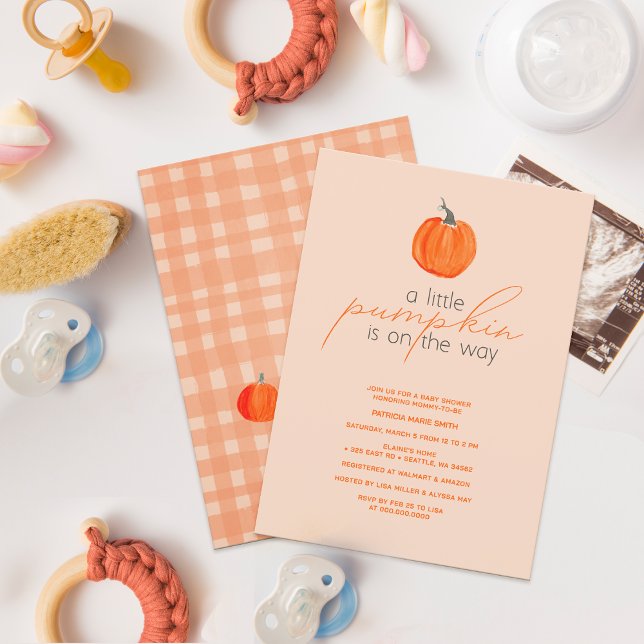 Little Pumpkin Gender Neutral Fall Baby Shower Inbjudningar (Little Pumpkin Gender Neutral Fall Baby Shower Invitation)