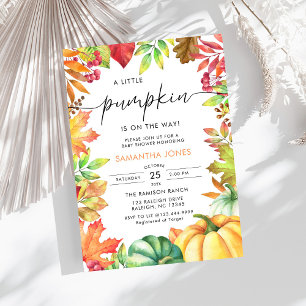 Little Pumpkin Gender Neutral Fall Baby Shower Inbjudningar