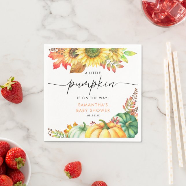 Little Pumpkin Gender Neutral Fall Baby Shower Pappersservett (Insitu)