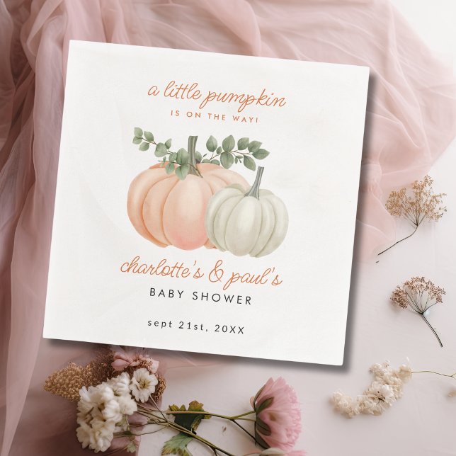 Little Pumpkin Gender Neutral Fall Baby Shower Pappersservett (pumpkin baby shower napkin)