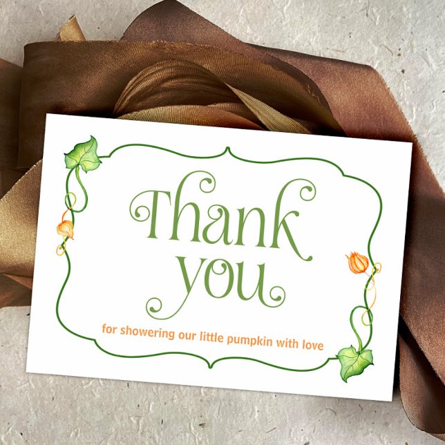Little Pumpkin Gender Neutral Fall Baby Shower Tack Kort (Little Pumpkin on the Way Autumn Fairytale Baby Shower Thank You Card)