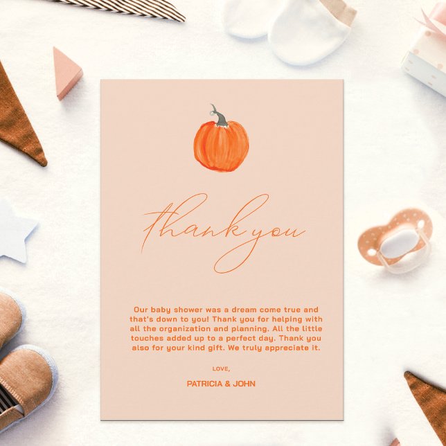 Little Pumpkin Gender Neutral Fall Baby Shower Tack Kort (Little Pumpkin Gender Neutral Fall Baby Shower Thank You Card )