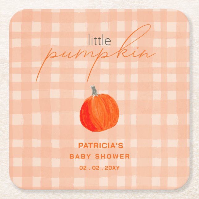 Little Pumpkin Gender Neutral Fall Baby Shower Underlägg Papper Kvadrat (Framsidan)